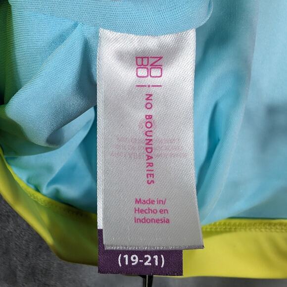 No Boundaries Bikini Top Womens 2X 19-21 Juniors Swimsuit Blue Pink Beachy Retro - Picture 8 of 10